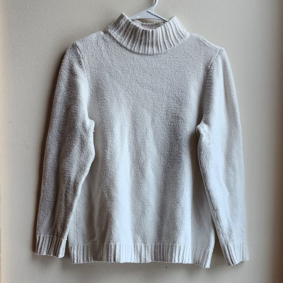 Talbots White Ribbed Turtleneck Sweater Size Large - Picture 6 of 14